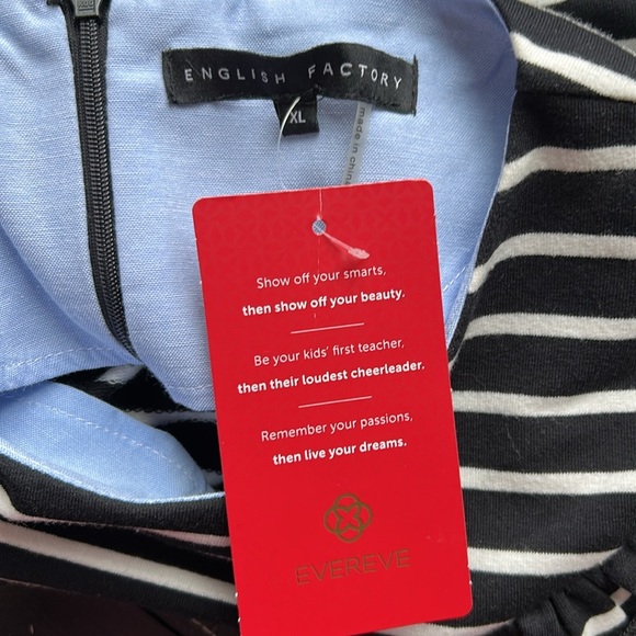 Evereve English Factory Breton Tee Stripe Ruffle Top Women Fold Over Cuff XL NEW - Picture 8 of 10